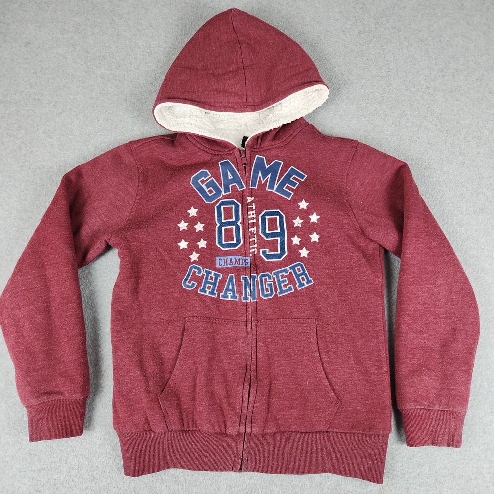 Lee Hoodie Boys L 14/16 Maroon Game Changer Sherpa Lined Graphic Varsity Zip Up